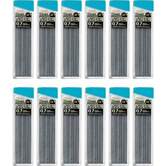 Pentel Super Hi-Polymer Leads - 0.7 mmMedium Point - Black - 360 / Box | Bundle of 2 Boxes