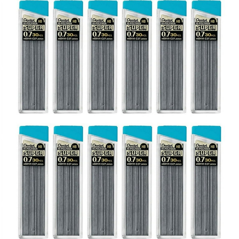 Pentel Super Hi-Polymer Leads - 0.7 mmMedium Point - HB - Black - 360 / Box Pentel Super Hi-Polymer Leads - 0.7 mmMedium Point - HB - Black - 360 / Box