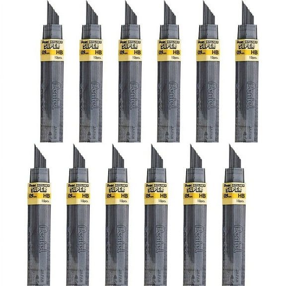 Pentel Super Hi-Polymer Leads - 0.9 mmBold Point - Black - 180 / Box | Bundle of 5