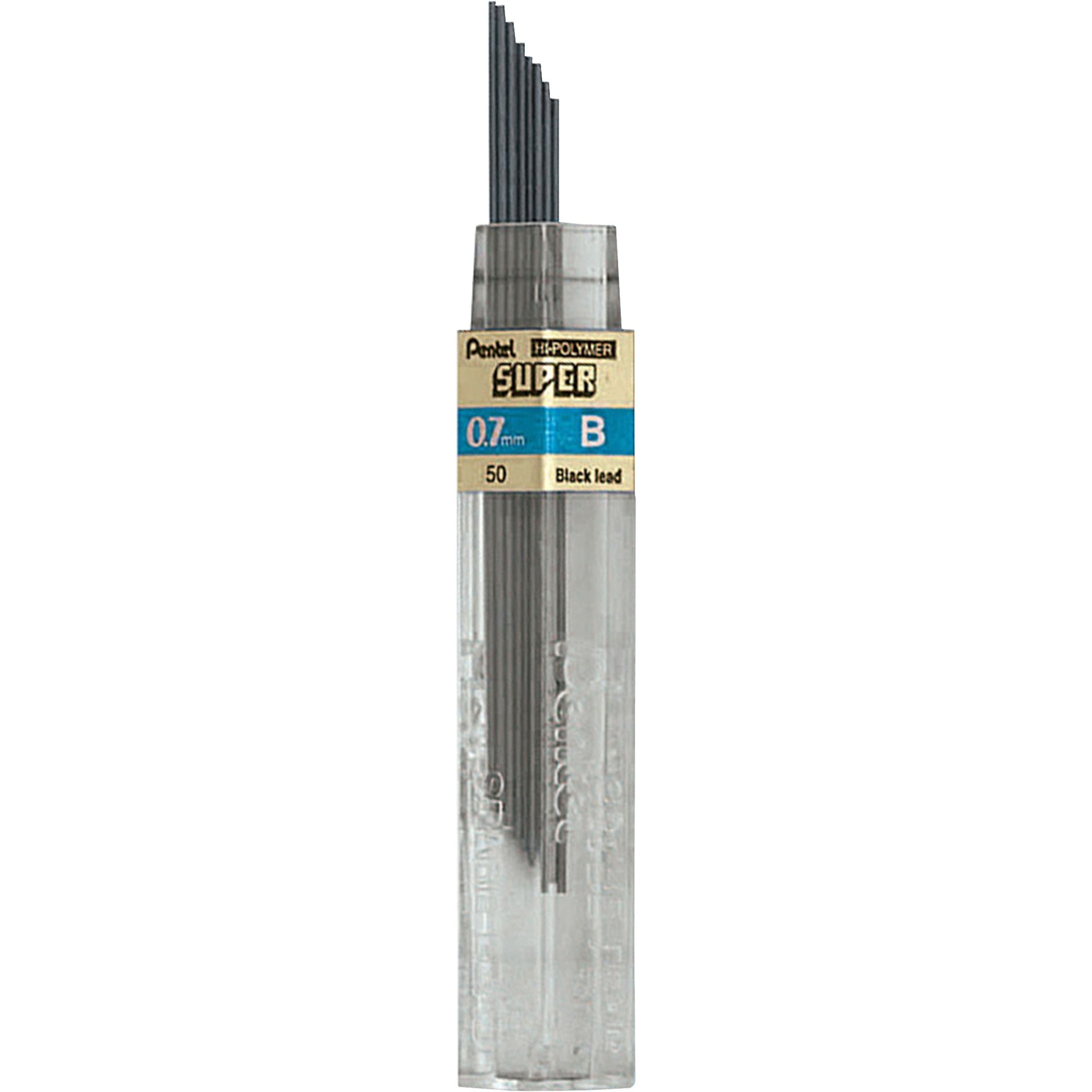 Pentel Super Hi-Polymer Lead - 0.7mm 4H Black, 12 Pack Tube For Mechanical Pencils