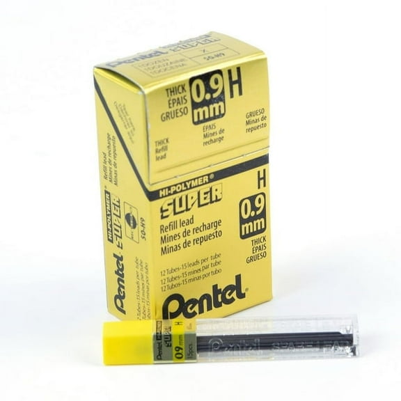Pentel Super Hi-Polymer Leads, .9mm, H, 15/Pkg.