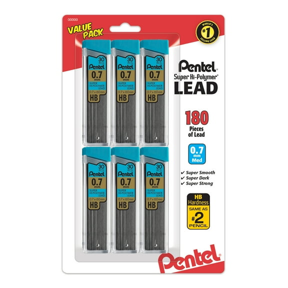 Pentel Super Hi-polymer Mechanical Pencil Lead Refills, 0.7mm, HB, 180 Pieces of Lead