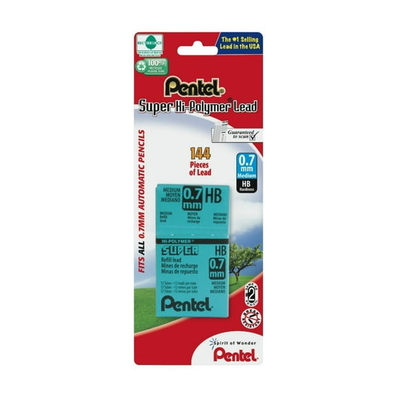 Pentel Super High-Polymer Lead, 0.7mm Size, Tube of 12 (50BPHB-K6)