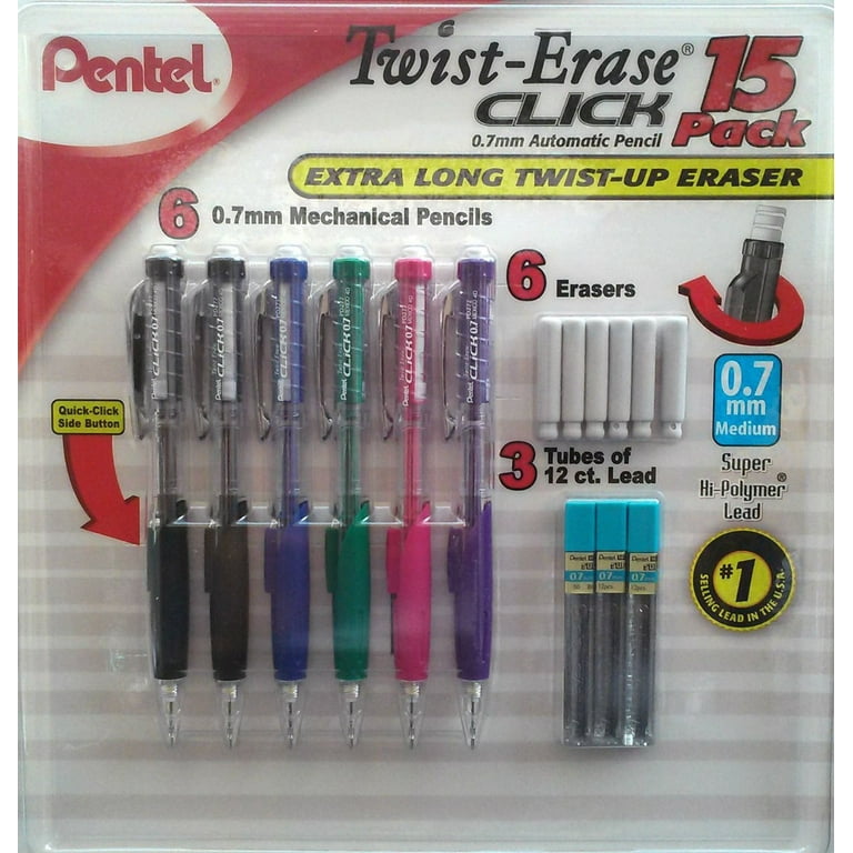 Pentel Twist-Erase Click Mechanical Pencil with Refills, 15 Count