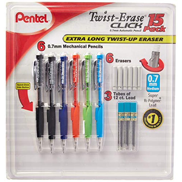 Pentel TwistErase Click Mechanical Pencil Set 6 Mechanical Pencils