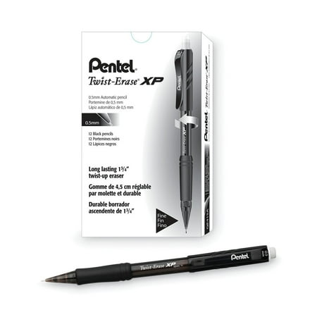 Pentel QE415A Twist-Erase EXPRESS 0.5 millimeter HB (No. 2) Mechanical Pencil - Black Lead/Barrel (1-Dozen)