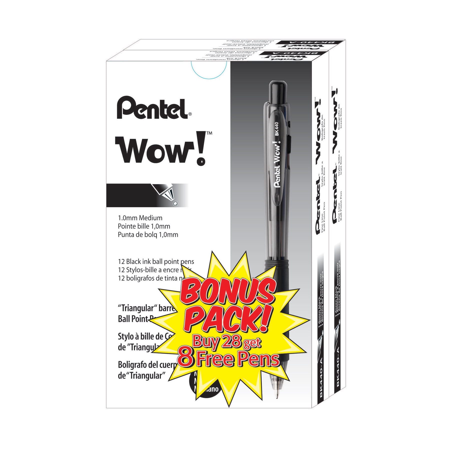 Pentel Wow Retractable Ballpoint Pen 1.0mm Medium Line NEW