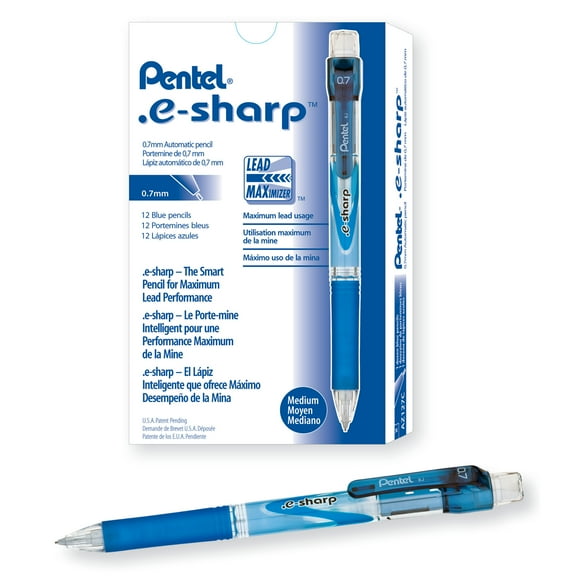 Pentel e-Sharp Mechanical Pencil, 0.7 mm, 72% Recycled, Blue, Pack Of 12