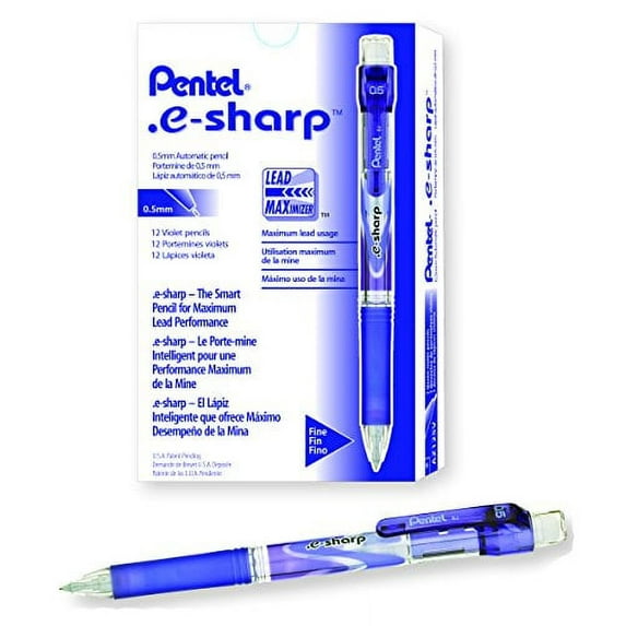 Pentel e-sharp Automatic Pencil, 0.5mm, Violet Accents, Box of 12 (AZ125V)