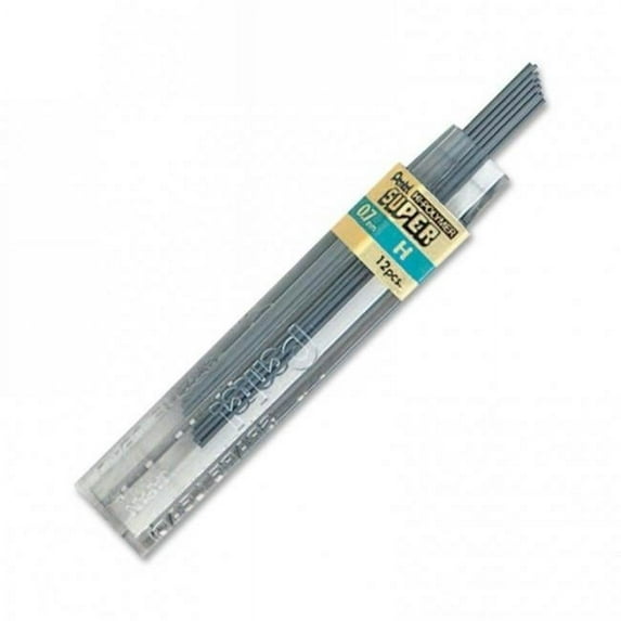 Pentel of America 0.7 mm Super Hi-Polymer Lead Refills H, Black - 12 Per Pack