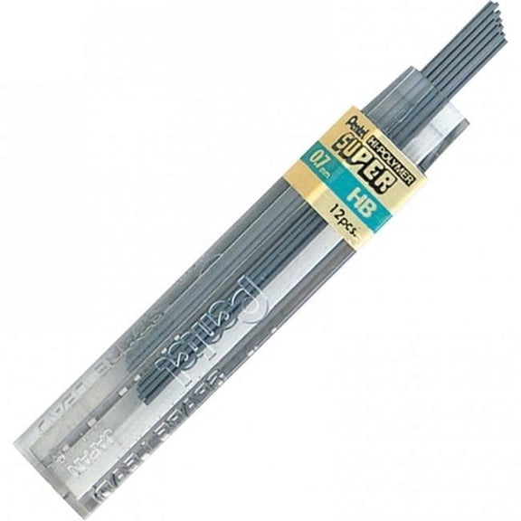 Pentel of America 50HB 0.7 mm Super Hi-Polymer Lead Refills HB, Black - 12 Per Pack