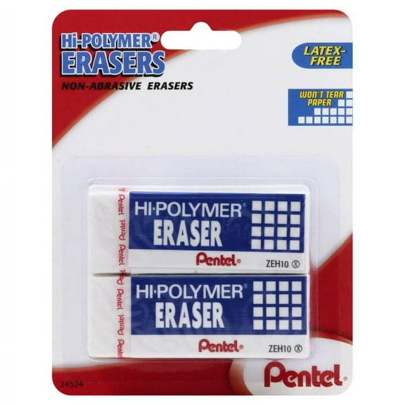 Pentel of America ZEH10BP2 Hi-Polymer Block Eraser