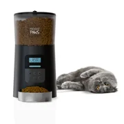 Penthouse Paws® Automatic Pet Food Feeder, 6L Capacity, LCD Panel, Voice Recording, Twist-Lock Seal, Backup Power, 15 Meals/Day, Black/Stainless Steel, for Cat & Dog