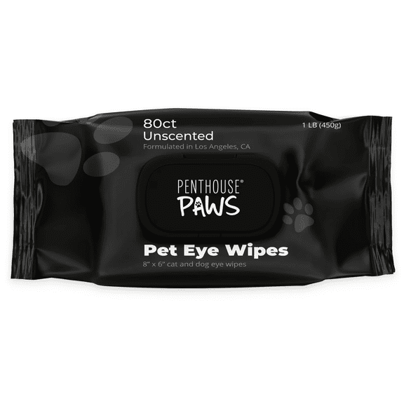 Penthouse Paws Eye Wipes for Cats & Dogs - Tear Stain Remover & Eye Care, 80ct