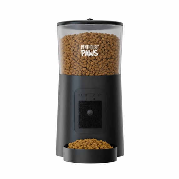 Penthouse Paws Smart HD Pet Feeder, 6L Dry Food Capacity, 1080p Camera, 2-Way Audio, Scheduled Meals, Backup Power, Easy to clean, Anti-Jam Design for Cat & Dog, Black