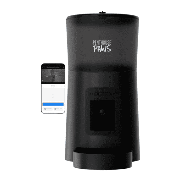 Penthouse Paws Smart HD Automatic Pet Feeder, 6L Dry Food Capacity, 1080p Camera, 2-Way Audio, Scheduled Meals,  Backup Power, Easy to clean, Anti-Jam Design for Cat & Dog, Black