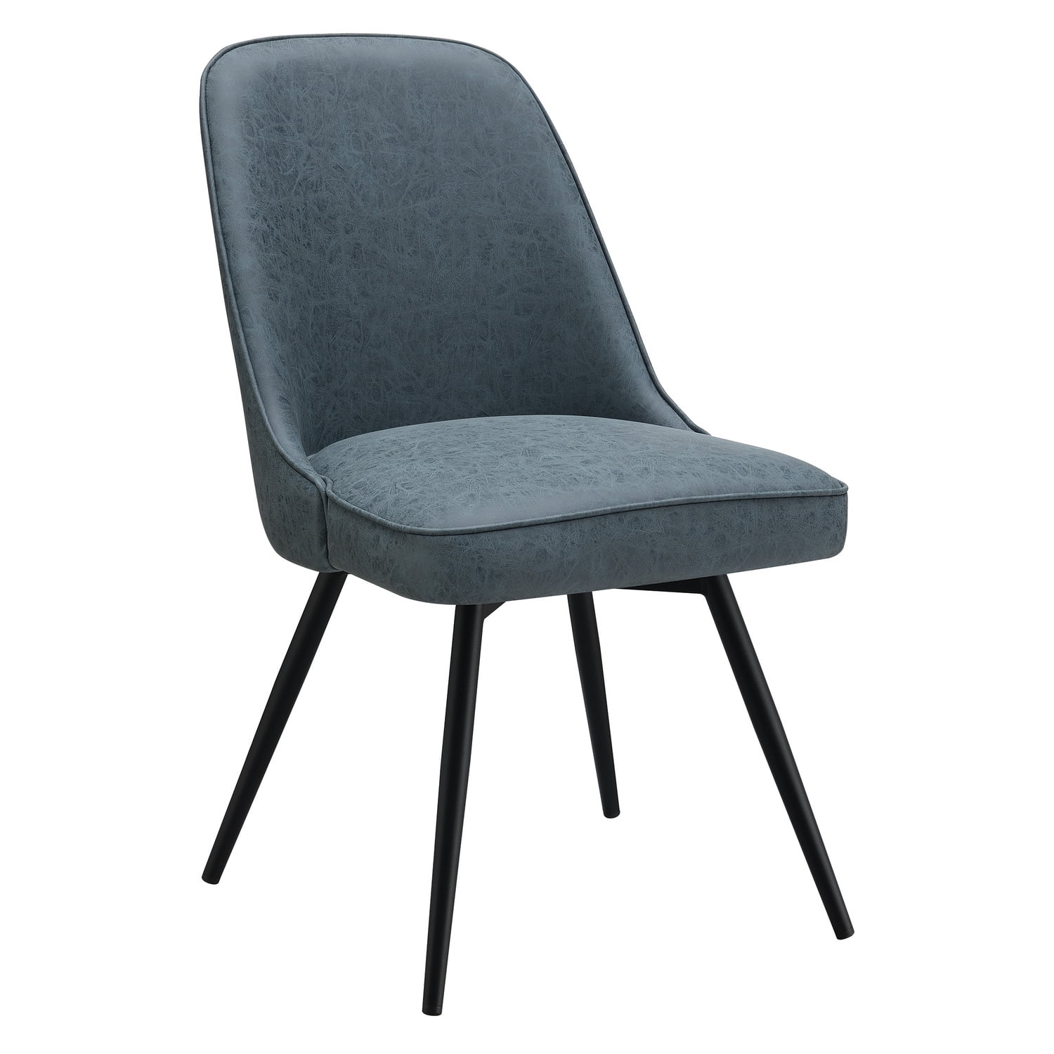 Navy Faux Leather Upholstered Parsons Side Chair with Swivel Seat