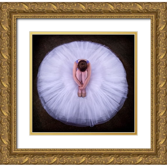 Pentony MA, Pauline 15x15 Gold Ornate Wood Framed with Double Matting Museum Art Print Titled - Young Ballerina