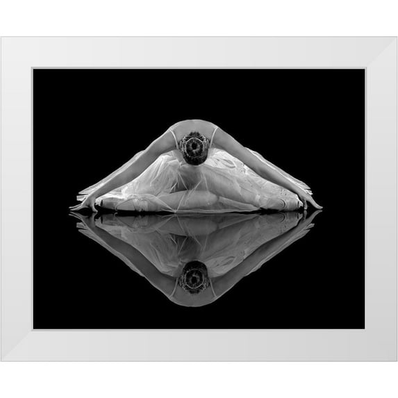 Pentony Ma, Pauline 14x12 White Modern Wood Framed Museum Art Print Titled - Ballerina Reflection