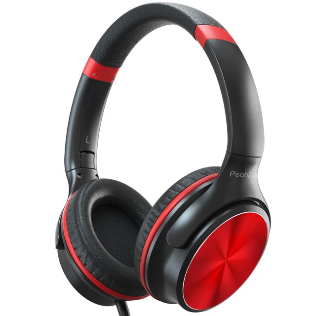PeohZarr Wired Stereo Headphones with Plug Mic, Portable OnEar for
