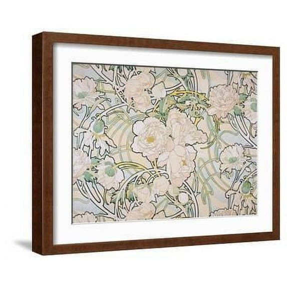 Peonies, 1897, Botanical Framed Art Print Wall Art by Alphonse Mucha Sold by Art.Com
