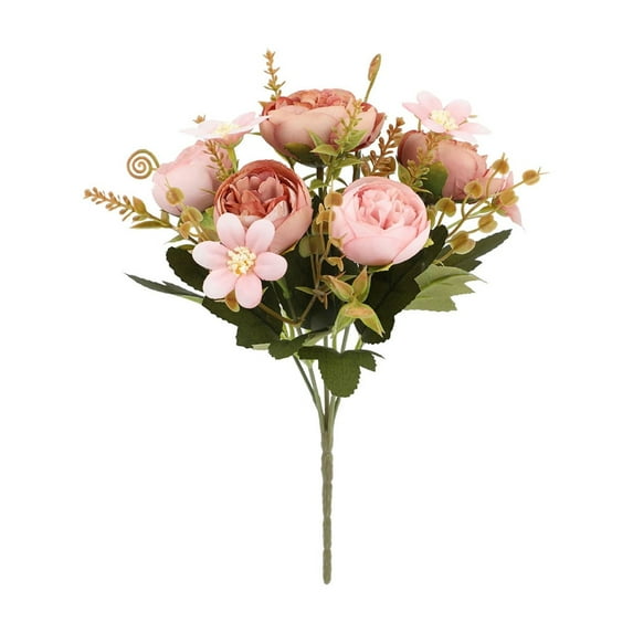 Peonies Artificial Flowers Bundles, Small Flowers for Home Decor Indoor Fake Bouquet Faux Floral Arrangements Dining Table Centerpieces for Kitchen Bridal Wedding Party Decor, Pink