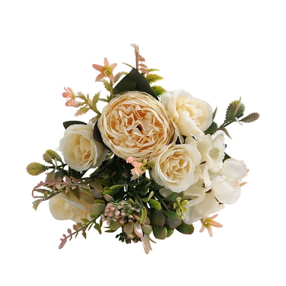Peonies Artificial Flowers, Ongmies Artificial Peony Bouquet – Small Silk Peonies & Faux Rose Flower Arrangement for Home & Party Decoration