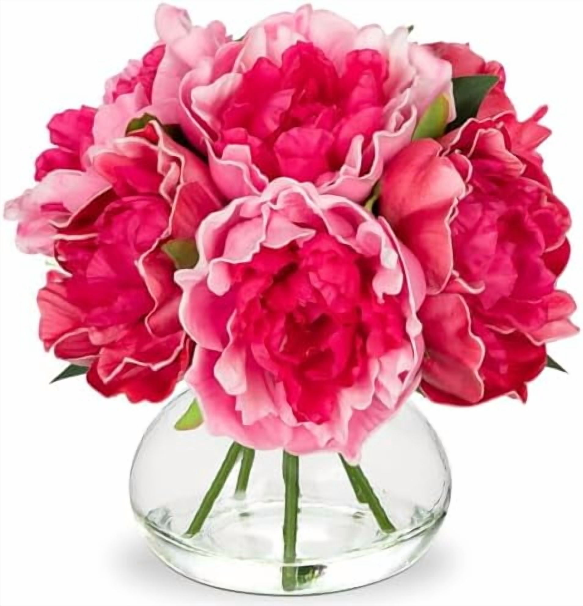 Peonies Artificial Flowers with Vase Hot Pink Faux Flowers Peony Fake — free download