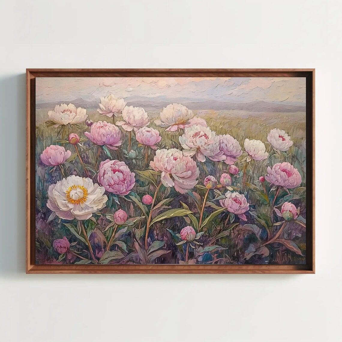Simple Field Landscape Peonies Field Wall Art Print, Floral Landscape Home Decor - Walmart.com