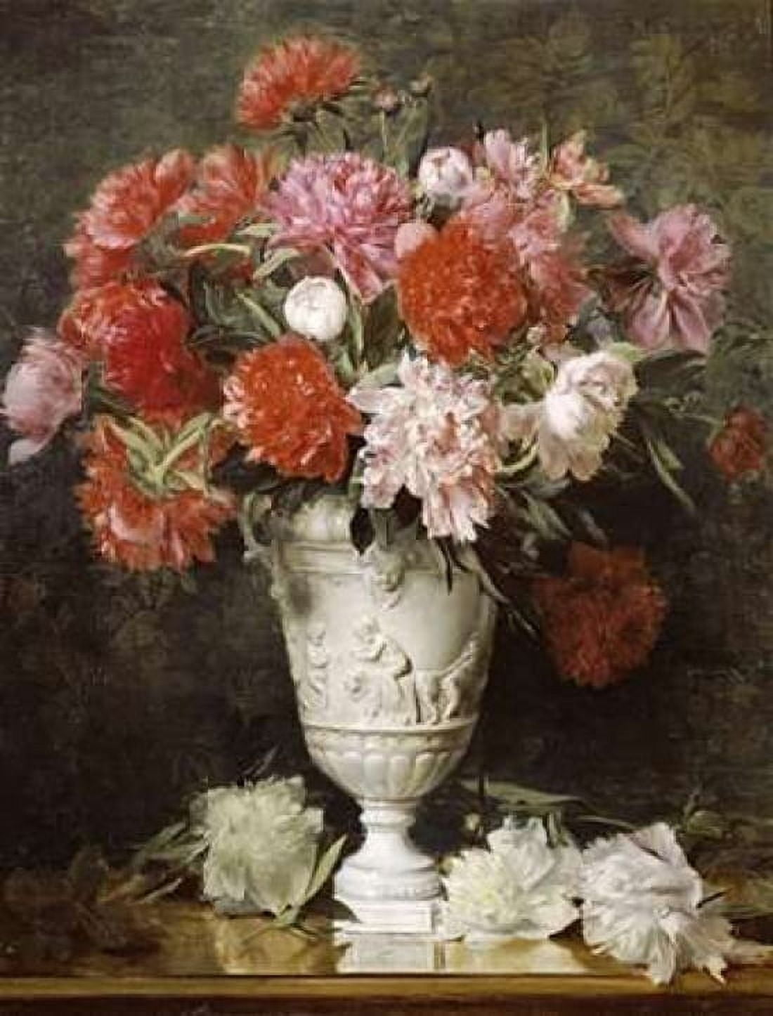 Peonies In a Vase On a Table Canvas Art - Gabriel Schachinger (22 x 28)