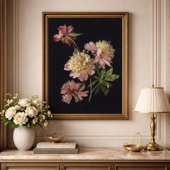 Peonies Still Life Moody Floral Botanical Floral Wall Art Decor Unframed Paper Print