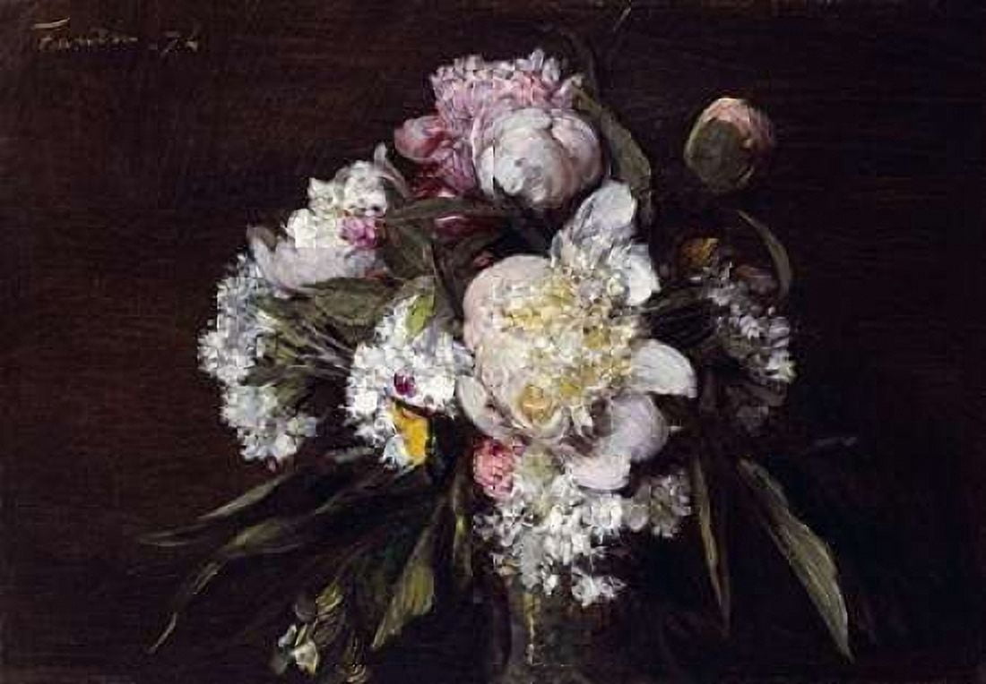 Peonies White Carnations and Roses Canvas Art - Henri Fantin-Latour (20 x 28)