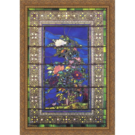 Peonies blown in the wind 28x40 Large Gold Ornate Wood Framed Canvas Art by John LaFarge