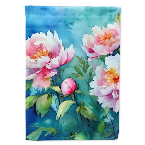 Peonies in Watercolor Garden Flag 11.25 in x 15.5 in