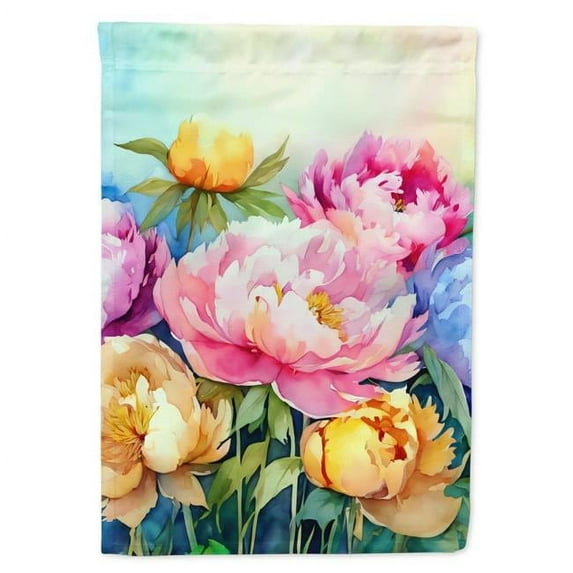 Peonies in Watercolor House Flag 28 in x 40 in