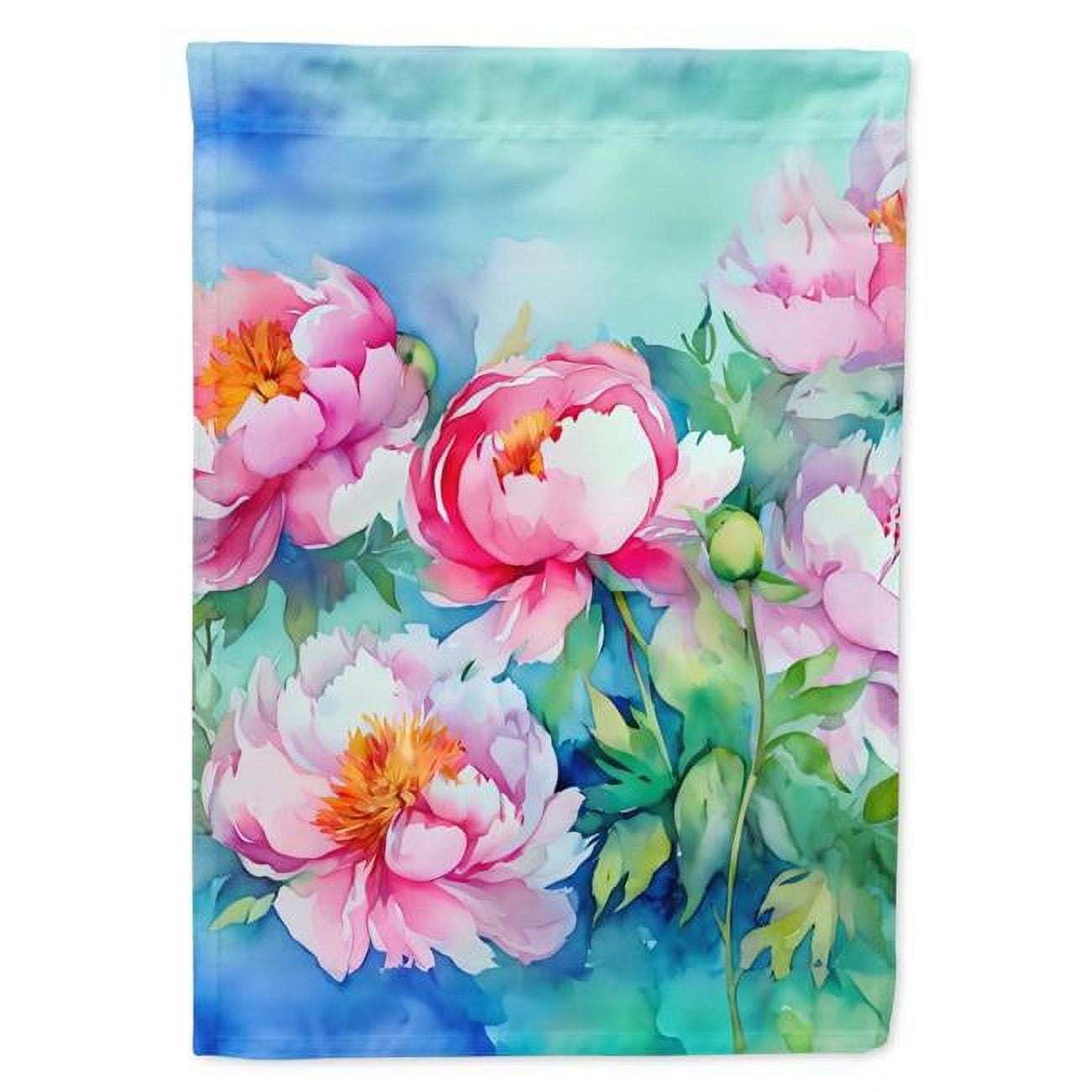 Peonies in Watercolor House Flag 28 in x 40 in