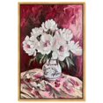 thumbnail image 1 of Peonies on Ruby Tide Canvas Romantic Floral Art by Art Remedy, Gold Frame, 10 x 15, 1 of 7