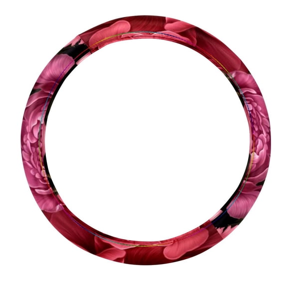 Peony 14.5 Inch Printing PVC Leather Auto Accessories Car Wheel Cover Steering Wheel Covers Car Wheel Covers