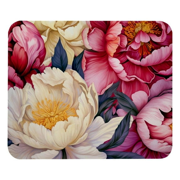 Peony 8.3x9.8 Inch Square Desk Mat with Non-Slip Rubber Bottom for Office and Gaming – Printed Mouse Mat, Desk Mat, Gaming Mouse Pad