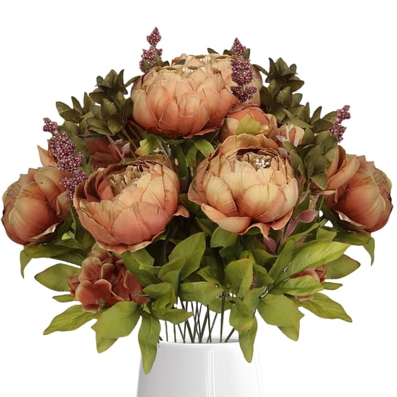 Peony Artificial Flowers, 13 Stems Faux Peony Flowers Real Touch Fake Silk Bouquet for Arrangements Dining Table Centerpieces for Kitchen Bridal Wedding Party