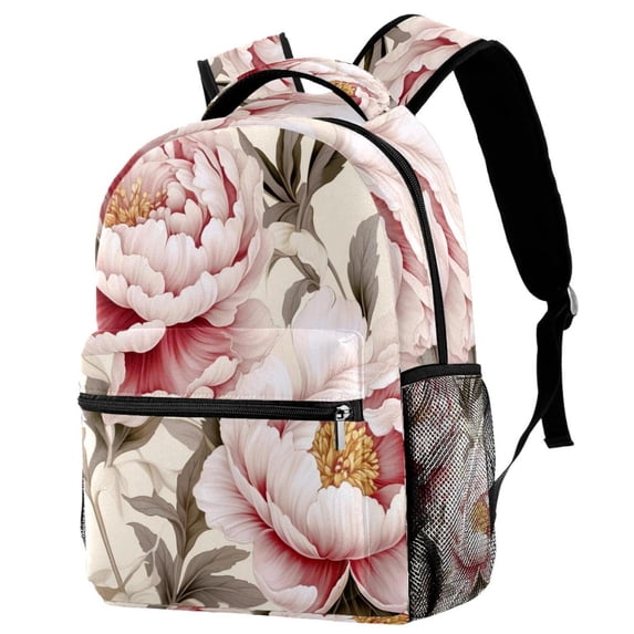 Peony Backpack Lightweight Bookbag Travel Rucksack Laptop Daypack for Women Men