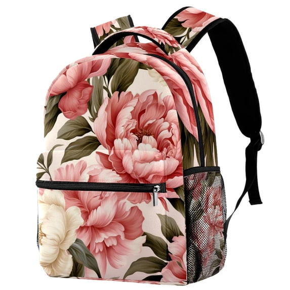 Peony Backpack Lightweight Bookbag Travel Rucksack Laptop Daypack for Women Men