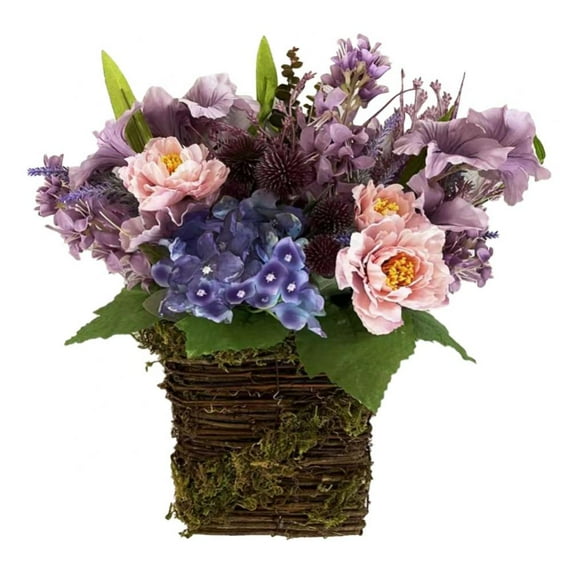 Peony Basket Wreath, Lavender Basket Wreaths Lavender Basket, Flower Basket Front Door Decoration