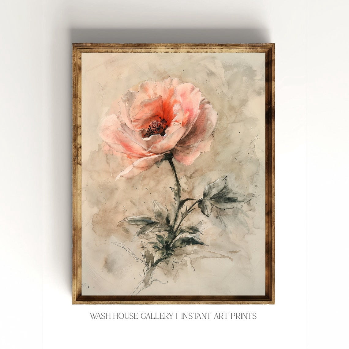 Peony Botanical Illustration Poster Vintage Peony Wall Art Pink Peony ...