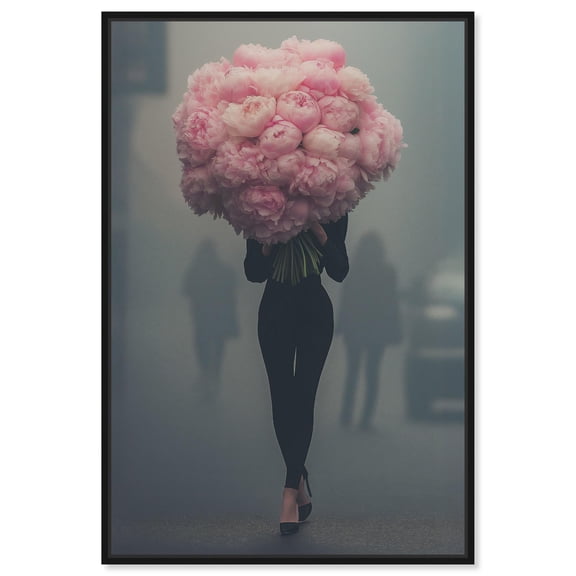 Peony Bouquet Canvas Glam Art by Art Remedy, Black Frame, 36 x 54