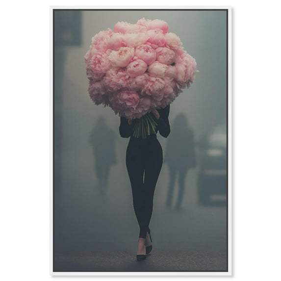 Peony Bouquet Canvas Glam Art by Art Remedy, White Frame, 20 x 30
