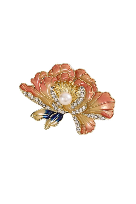 Peony Brooch High-end Women's Corsage Pin Enamel High-end Suit Accessories Pin Coat Decoration,Pink