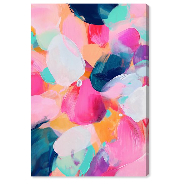 Peony Burst Vision Canvas Modern Color Abstract by Art Remedy, Gallery Wrapped, 16" x 24"