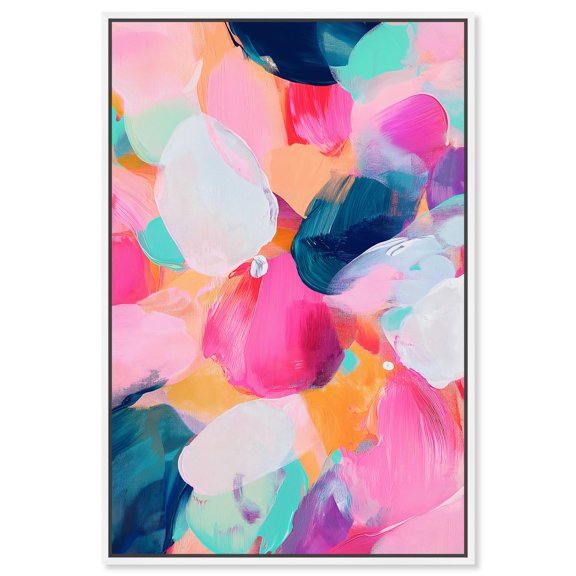 Peony Burst Vision Canvas Modern Color Abstract by Art Remedy, White Frame, 36" x 54"