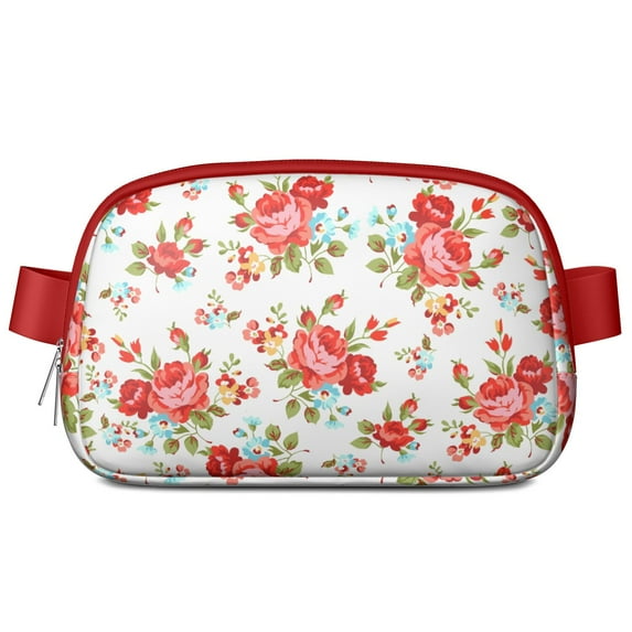 Peony & Butterfly Fanny Pack – Feminine Floral Waist Bag with Garden Blossom Design in Romantic Colors
